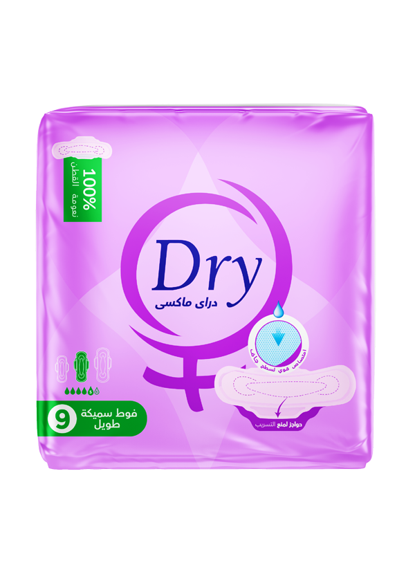 Dry Maxi Thick Pads, 9 Pads, LONG