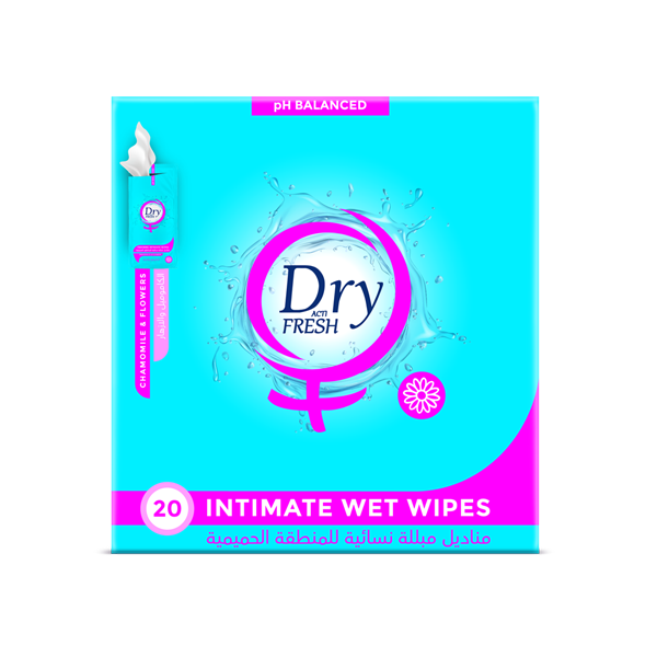 Dry Fresh Feminine Wipes, Flowers 20 wipes